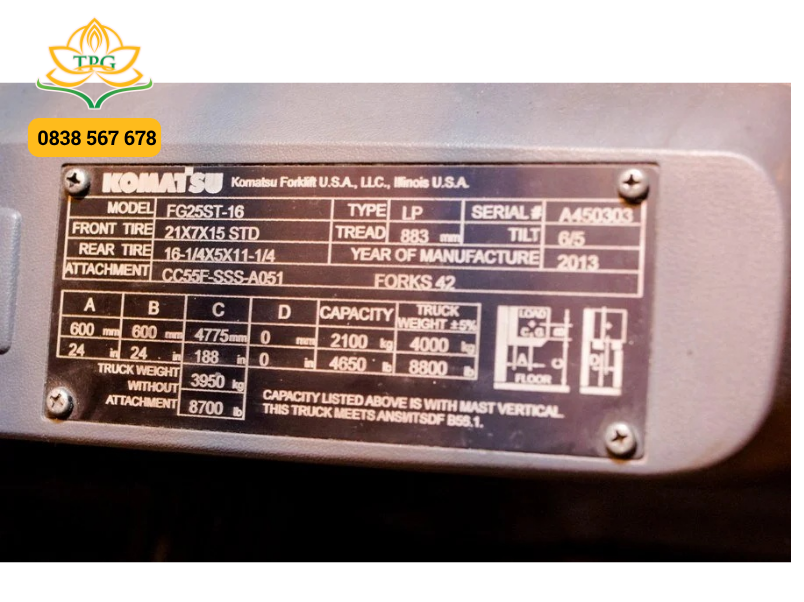 Hướng dẫn cách đọc thông số trên xe nâng cho người mới từ A-Z 1 doc thong so ky thuat tren xe nang komatsu fg25st