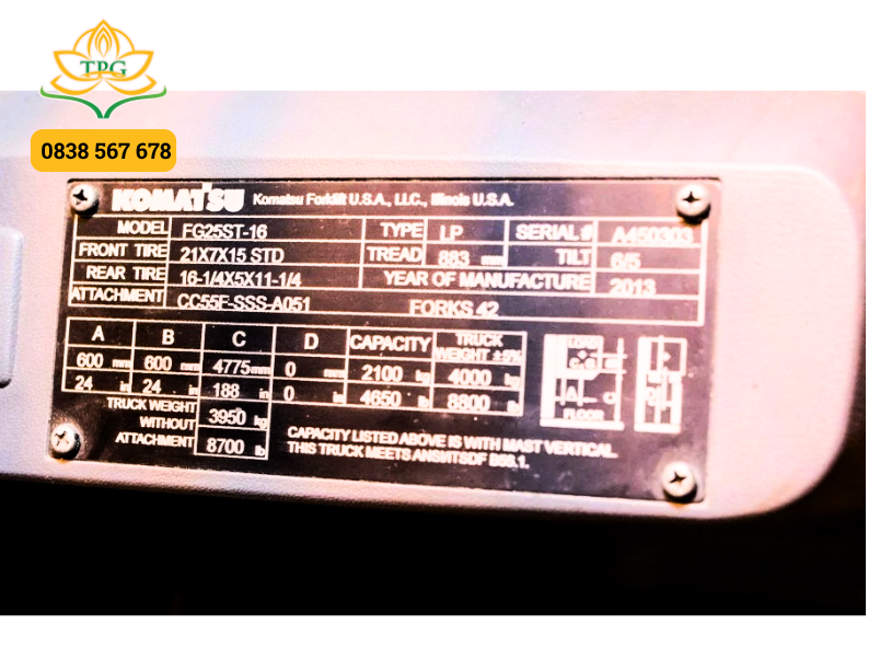 Cách đọc thông số lốp xe nâng hàng chi tiết 1 name plate xe nang chua thong so lop xe