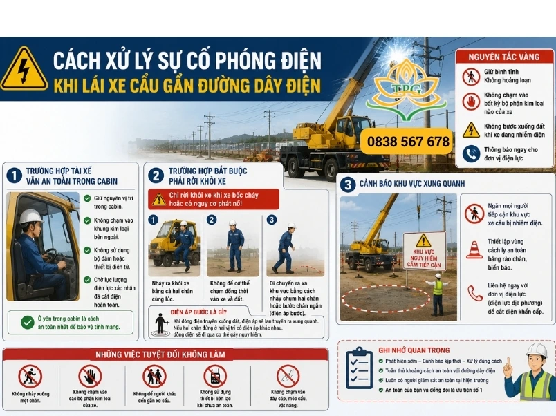 cach xu ly su co phong dien khi lai xe cau gan duong day dien