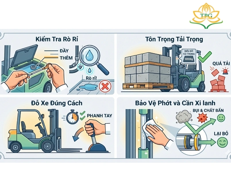 luu y khi su dung xi lanh thuy luc xe nang hang