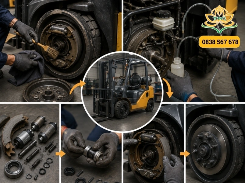Quy trình kiểm tra và bảo dưỡng hệ thống phanh xe nâng 2 quy trinh bao duong va xu ly su co he thong phanh xe nang