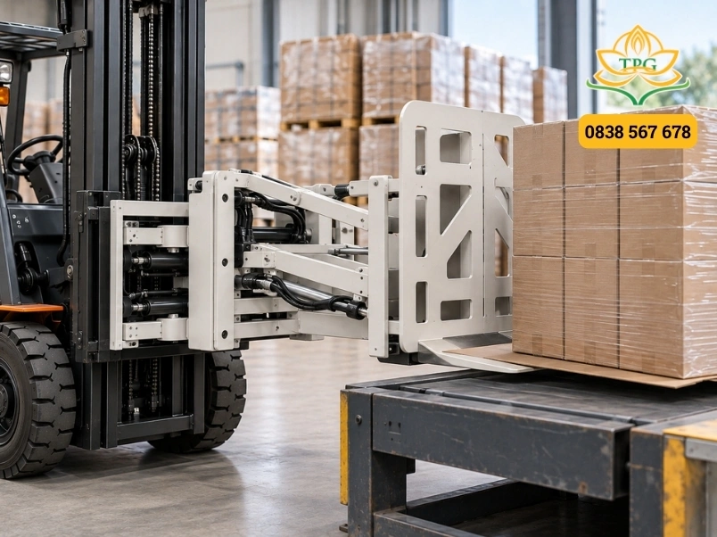 Bộ công tác xe nâng là gì và tổng hợp các loại phổ biến nhất 6 bo day keo hang xe nang