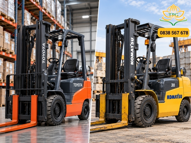 nen chon xe nang toyota hay xe nang komatsu